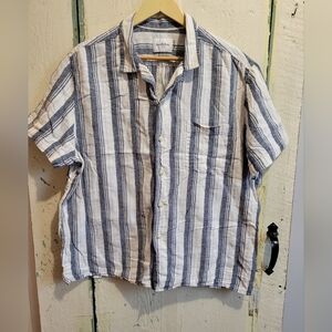 Goodfellow & Co Casual Linen Cotton Striped Button-Up Shirt
